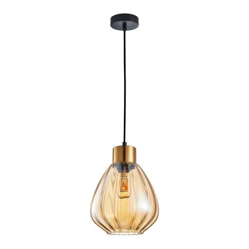 Buy Pendant Lights Australia Interior Bronze Amber Wine Glass Ribbed 1 Light Pendant - TULIP1