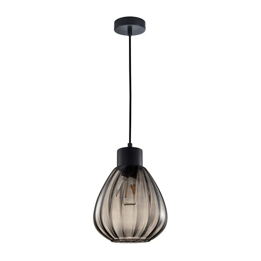 Buy Pendant Lights Australia Interior Black Smoke Wine Glass Ribbed 1 Light Pendant - TULIP2