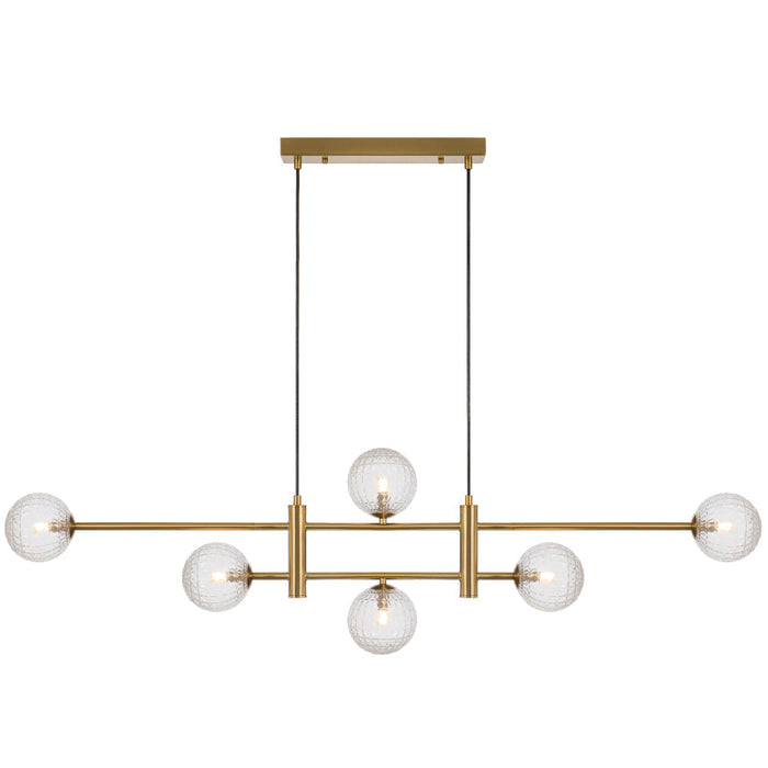 Tyson 6 Light Pendant Antique Gold & Clear Prism - TYSON PE06-AGCLP