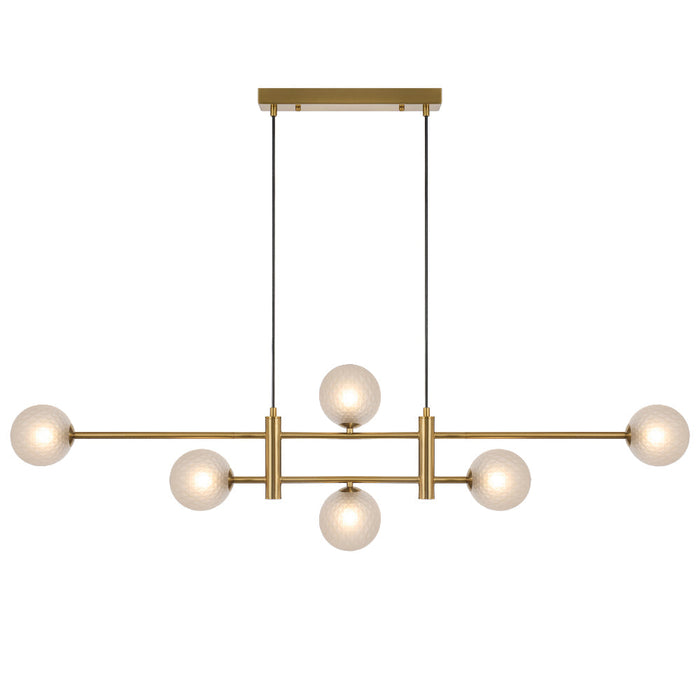 Tyson 6 Light Pendant Antique Gold & Frost Tear - TYSON PE06-AGFRT