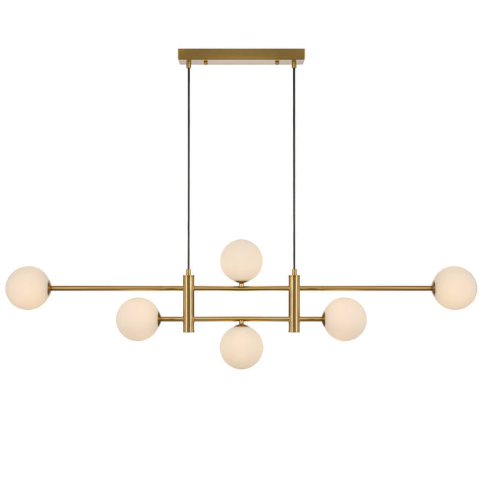 Tyson 6 Light Pendant Antique Gold & Opal Matt - TYSON PE06-AGOM