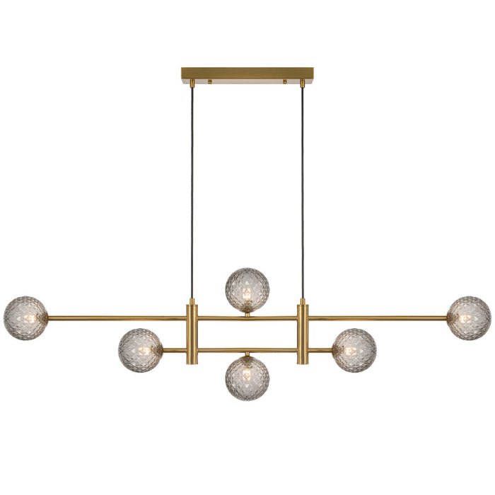 Tyson 6 Light Pendant Antique Gold & Smoke Tear - TYSON PE06-AGSMT
