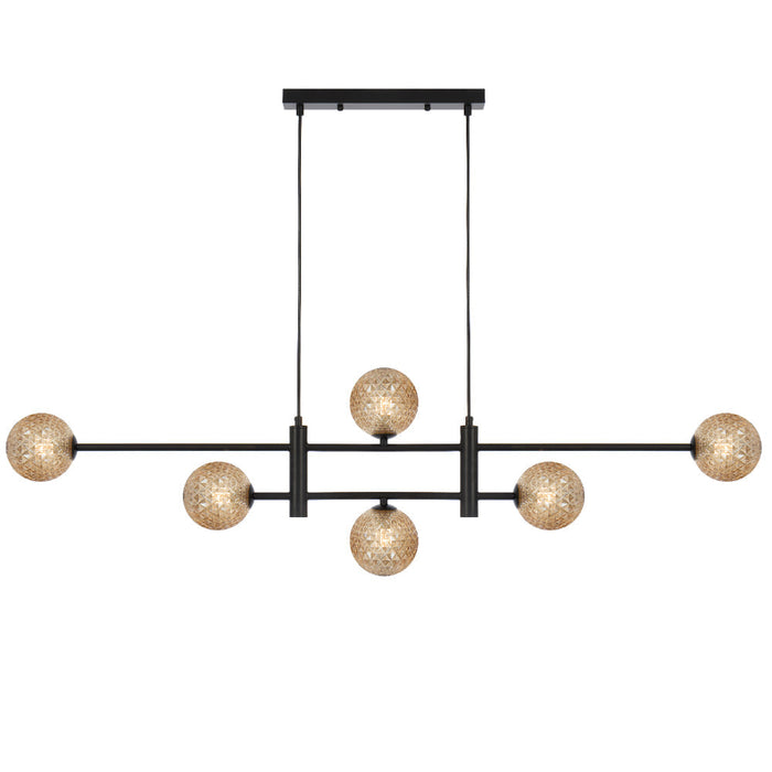 Tyson 6 Light Pendant Black & Amber Tear - TYSON PE06-BKAMT