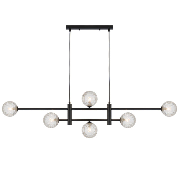 Tyson 6 Light Pendant Black & Clear Prism - TYSON PE06-BKCLP