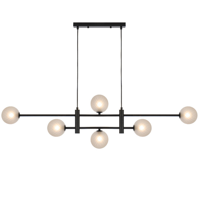 Tyson 6 Light Pendant Black & Frost Tear - TYSON PE06-BKFRT