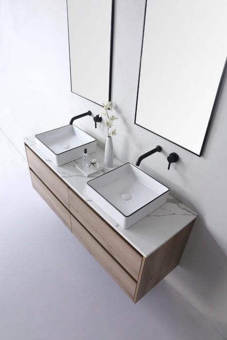 Macleod Above Counter Art Basin Gloss White With Black Edge - XECB-090WBE