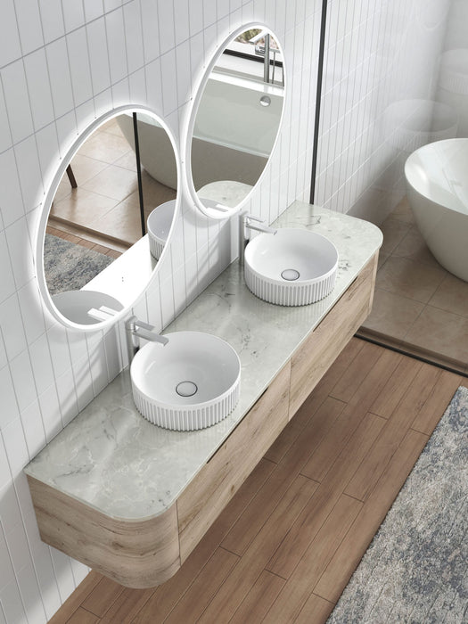 Lilac Above Counter Basin With V Groove Surface Gloss White - XECB-097GW