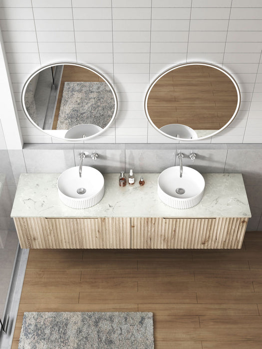 Lilac Above Counter Basin With V Groove Surface Matte White - XECB-098MW