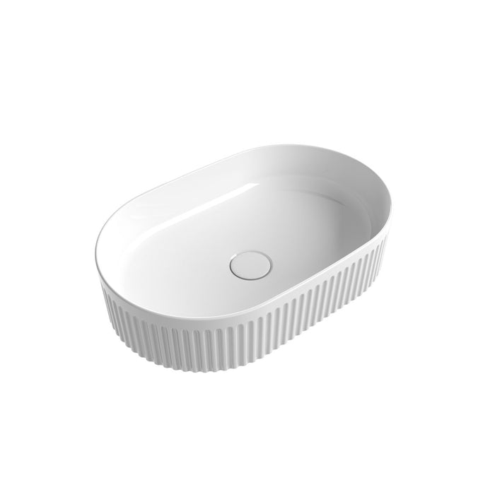 Cadel Pill Above Counter Basin With V Groove Surface Gloss White - XECB-099GW