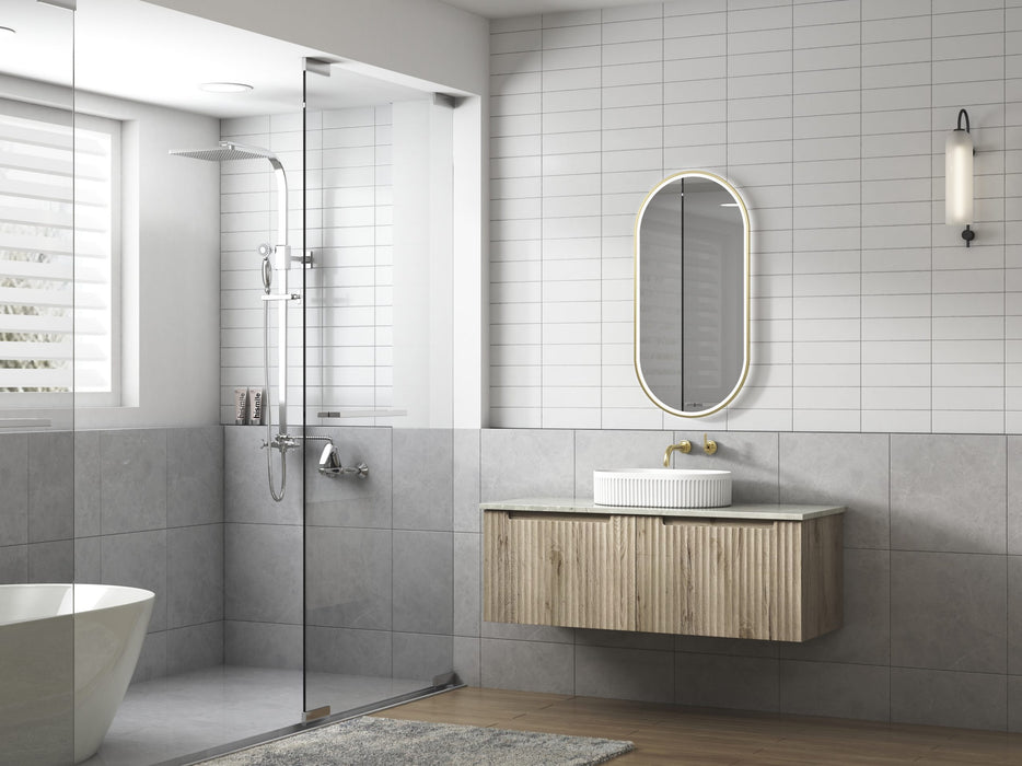 Cadel Pill Above Counter Basin With V Groove Surface Gloss White - XECB-099GW