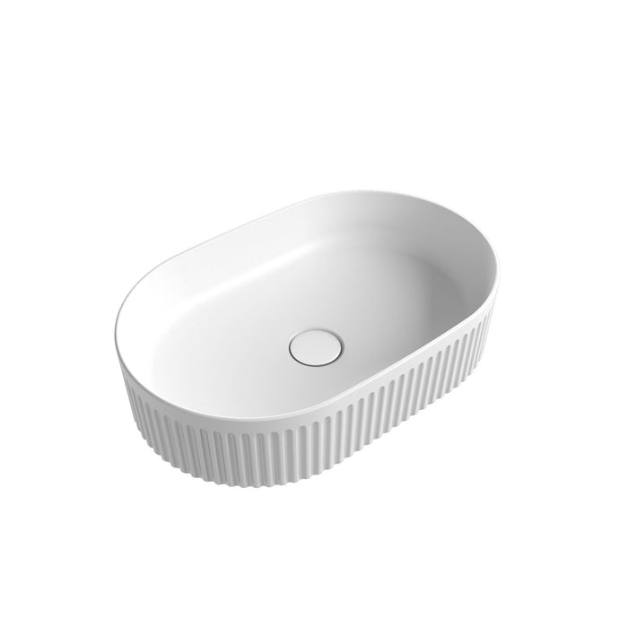 Cadel Pill Above Counter Basin With V Groove Surface Matte White - XECB-100MW