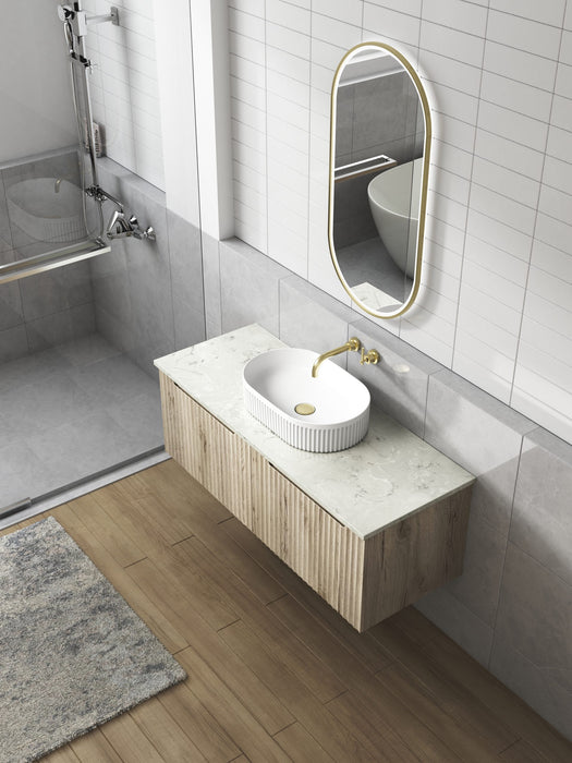 Cadel Pill Above Counter Basin With V Groove Surface Matte White - XECB-100MW