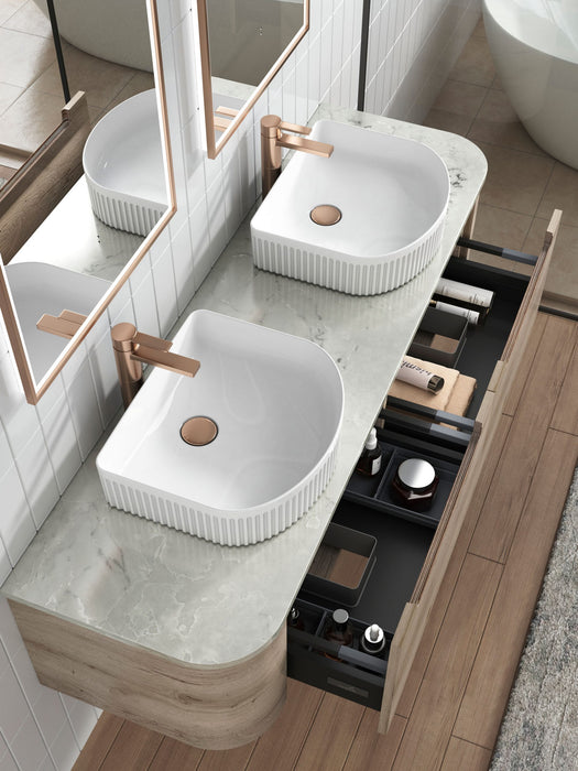 Cyrus Arch Above Counter Basin With V Groove Surface Gloss White - XECB-101GW
