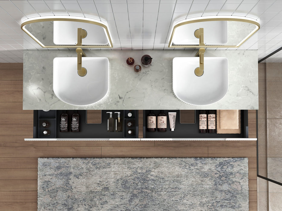 Cyrus Arch Above Counter Basin With V Groove Surface Matte White - XECB-102MW