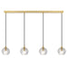 Buy Island Pendant Lights Australia Zaha 4 Light Island Pendant Antique Gold & Crystal - ZAHA PE04-AGCR