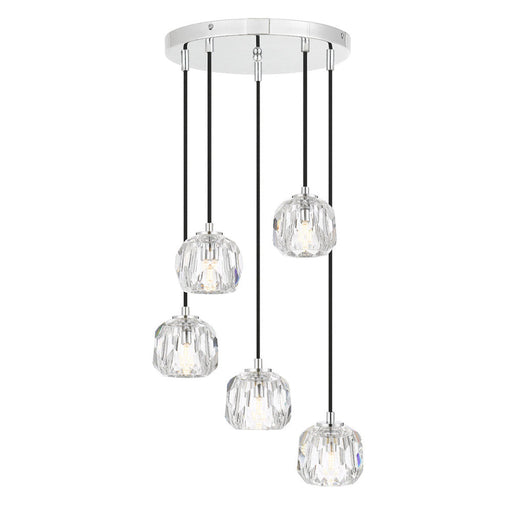 Buy Cluster Pendants Australia Zaha 5 Light Cluster Pendant Chrome & Crystal - ZAHA PE05-CHCR
