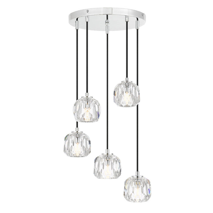 Buy Cluster Pendants Australia Zaha 5 Light Cluster Pendant Chrome & Crystal - ZAHA PE05-CHCR