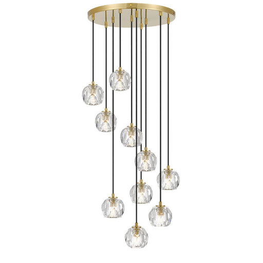 Buy Cluster Pendants Australia Zaha 10 Light Cluster Pendant Antique Gold & Crystal - ZAHA PE10-AGCR