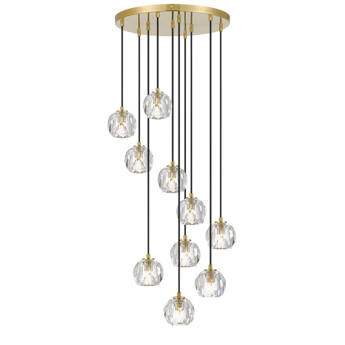 Buy Cluster Pendants Australia Zaha 10 Light Cluster Pendant Antique Gold & Crystal - ZAHA PE10-AGCR