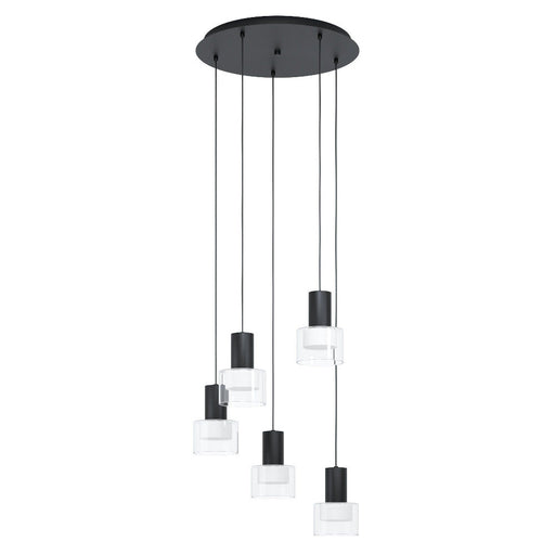 Buy Cluster Pendants Australia MOLINEROS Cluster Pendent 5 Lights Black Steel Clear Glass 3CCT - 39727N