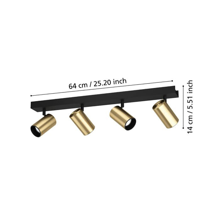 Buy Spotlights Australia Cumaribo Spot 4 lights Black / Brass Steel - 390085N