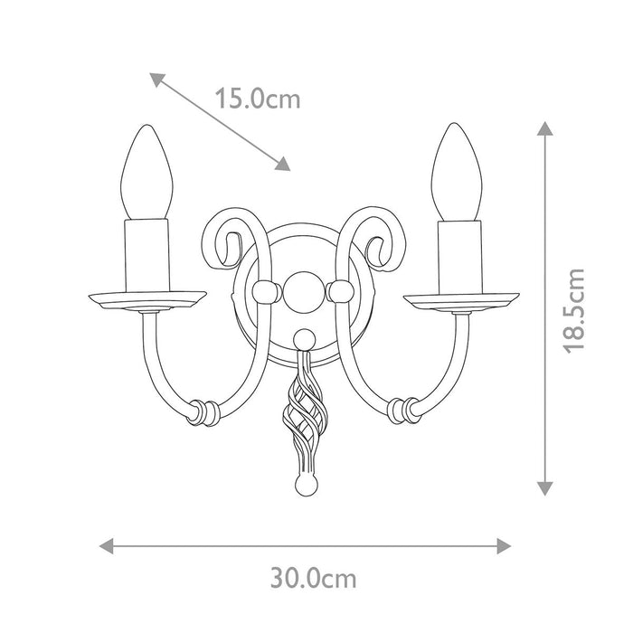 Aries 2 Light Wall Light Black - ART2-BLACK