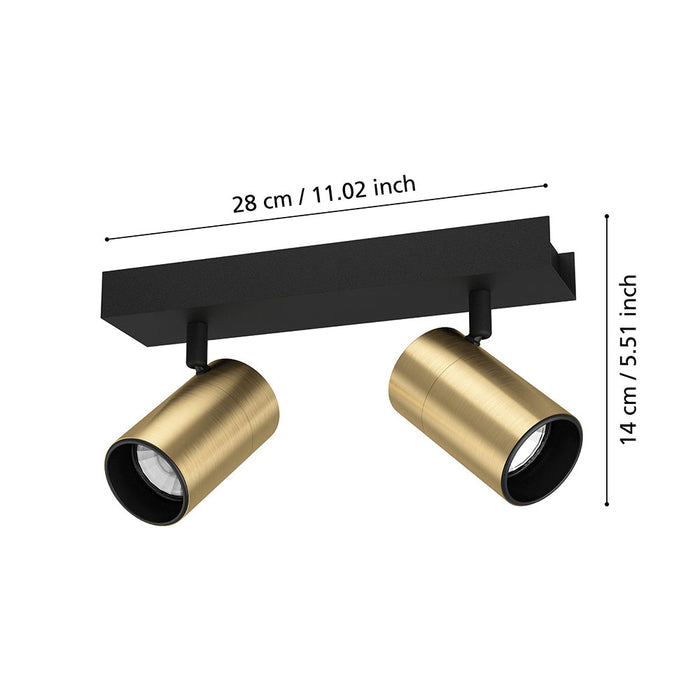 Buy Spotlights Australia Cumaribo Spot 2 lights Black / Brass Steel - 390083N