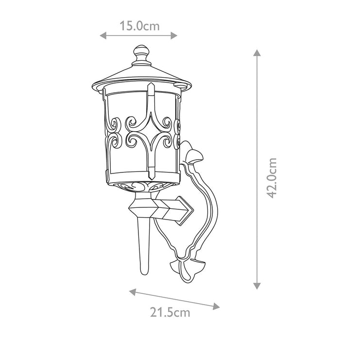 Hereford Wall Up Lantern Black - BL10-BLACK