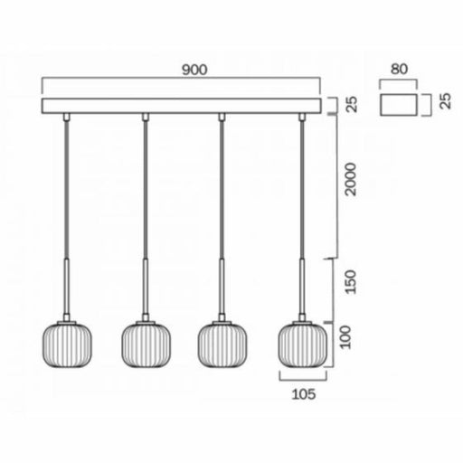 Buy Island Pendant Lights Australia Bobo 4 Light Island Pendant Black & Smoke - BOBO PE04-BKSM