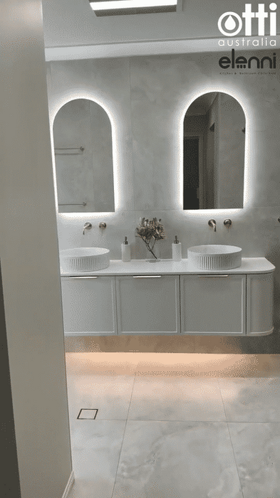 Hampshire 1800mm Wall Hung Curve Vanity Satin White - BOH1800W