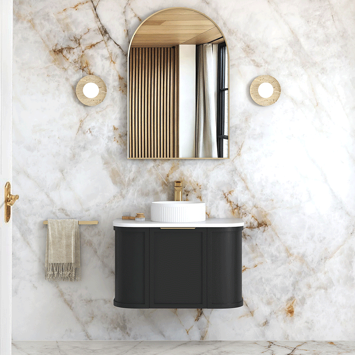 Hampshire 750mm Wall Hung Curve Vanity Satin Black - BOH750B