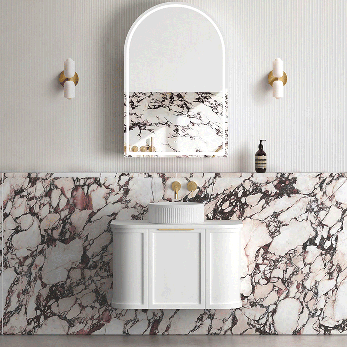 Hampshire 750mm Wall Hung Curve Vanity Satin White - BOH750W