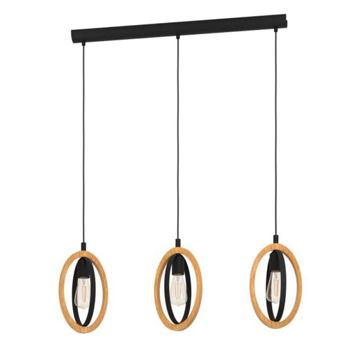 Buy Pendant Lights Australia BASILDON Pendant 3 Lights W160mm Black / Brown Steel - 43462N
