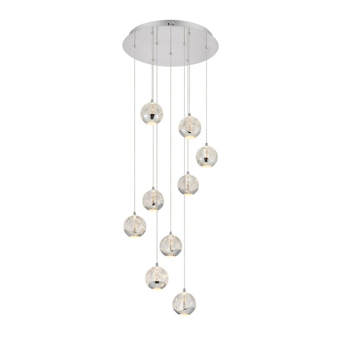 Buy Cluster Pendants Australia SEGOVIA Cluster Pendant 9 Lights Chrome 3000K - SEGOVIA PE9-CH