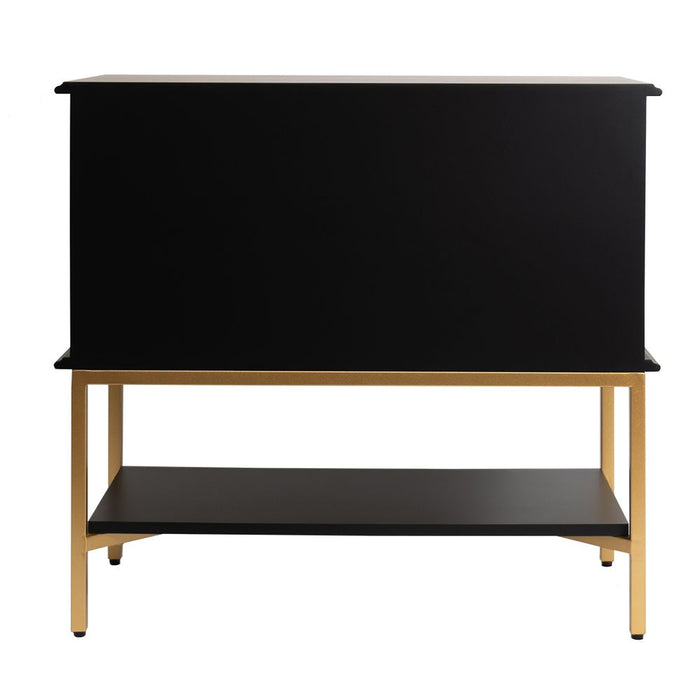 Aimee Large Bedside Table Gold & Satin Black - 33074