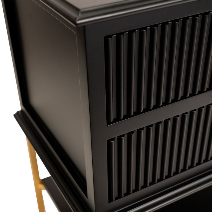 Aimee Large Bedside Table Gold & Satin Black - 33074