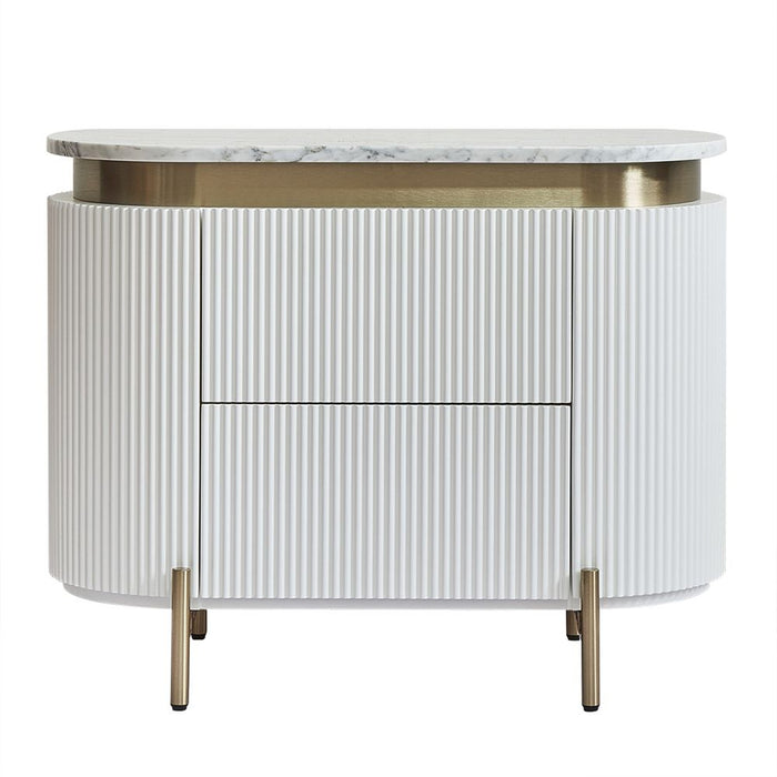 Demarco Bedside Table White & Gold - 33260
