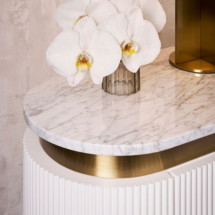 Demarco Bedside Table White & Gold - 33260