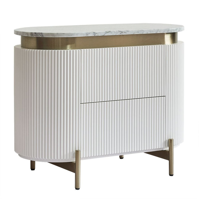 Demarco Bedside Table White & Gold - 33260