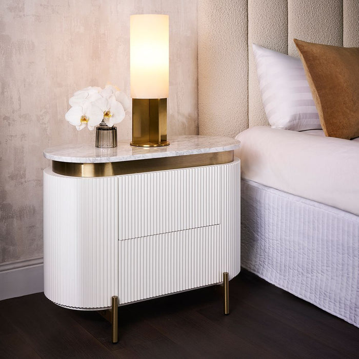 Demarco Bedside Table White & Gold - 33260