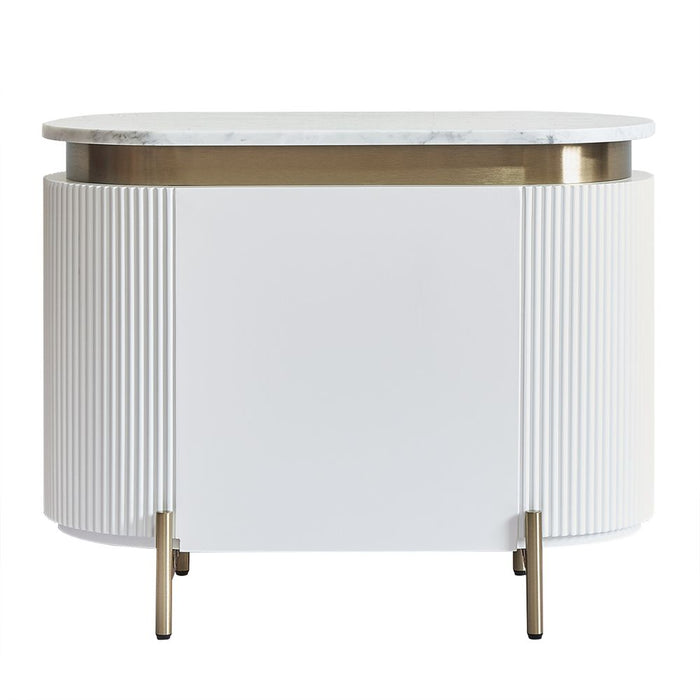 Demarco Bedside Table White & Gold - 33260