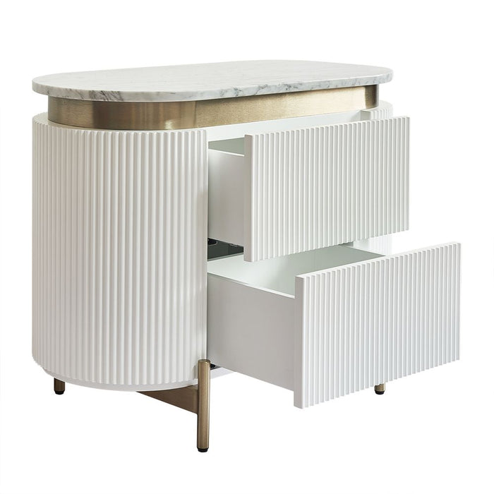 Demarco Bedside Table White & Gold - 33260