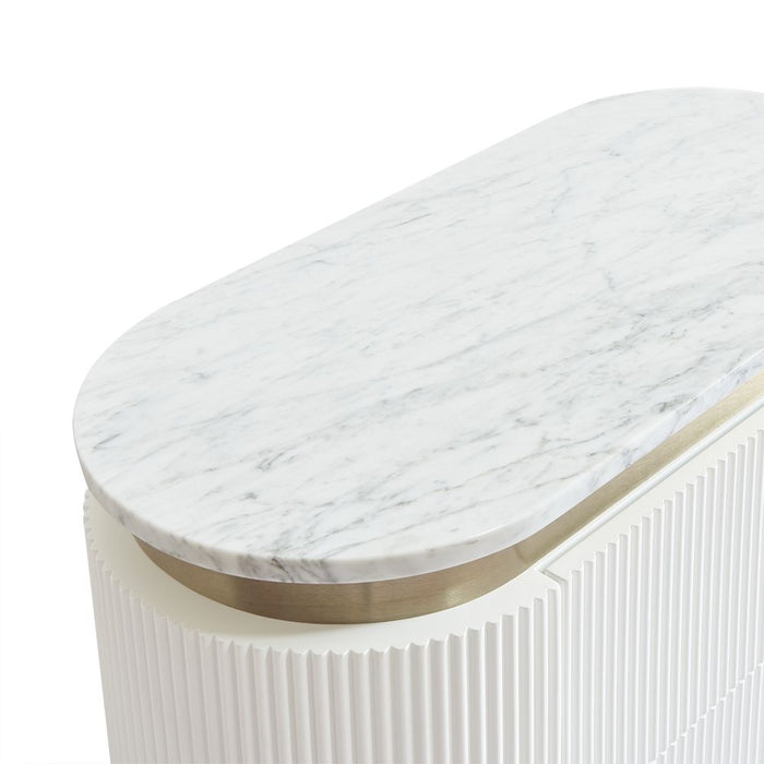 Demarco Bedside Table White & Gold - 33260