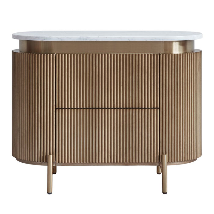 Demarco Bedside Table White & Antique Gold - 33249