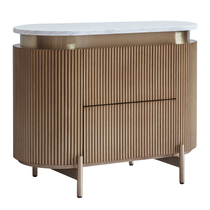 Demarco Bedside Table White & Antique Gold - 33249