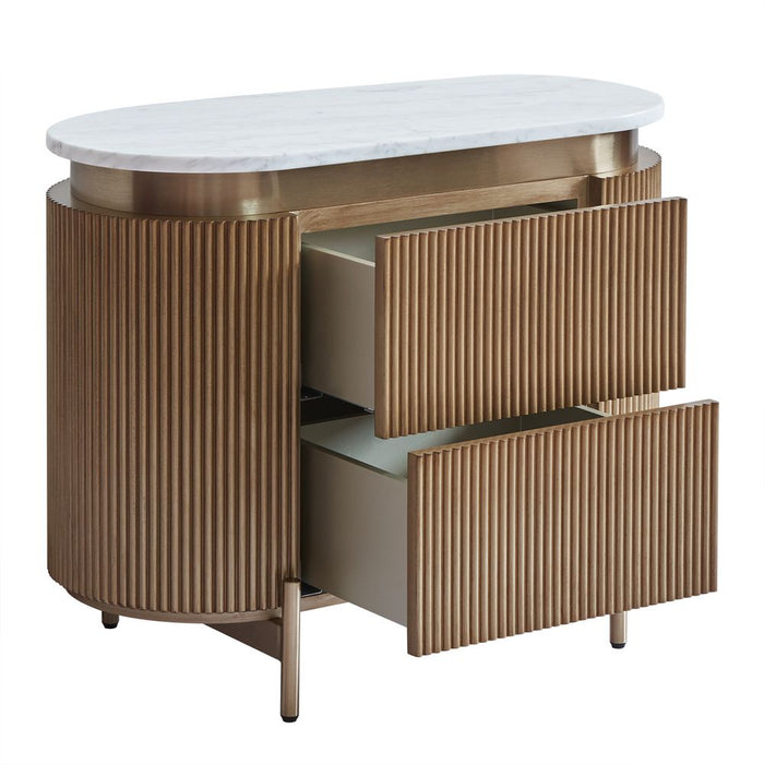Demarco Bedside Table White & Antique Gold - 33249