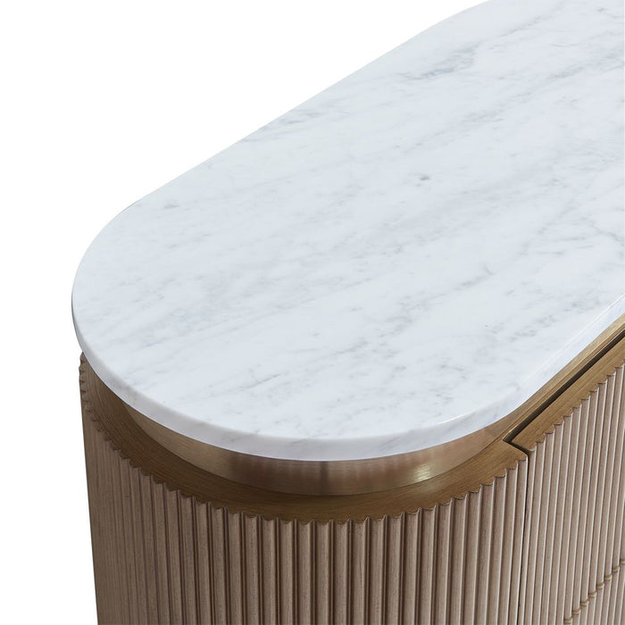 Demarco Bedside Table White & Antique Gold - 33249