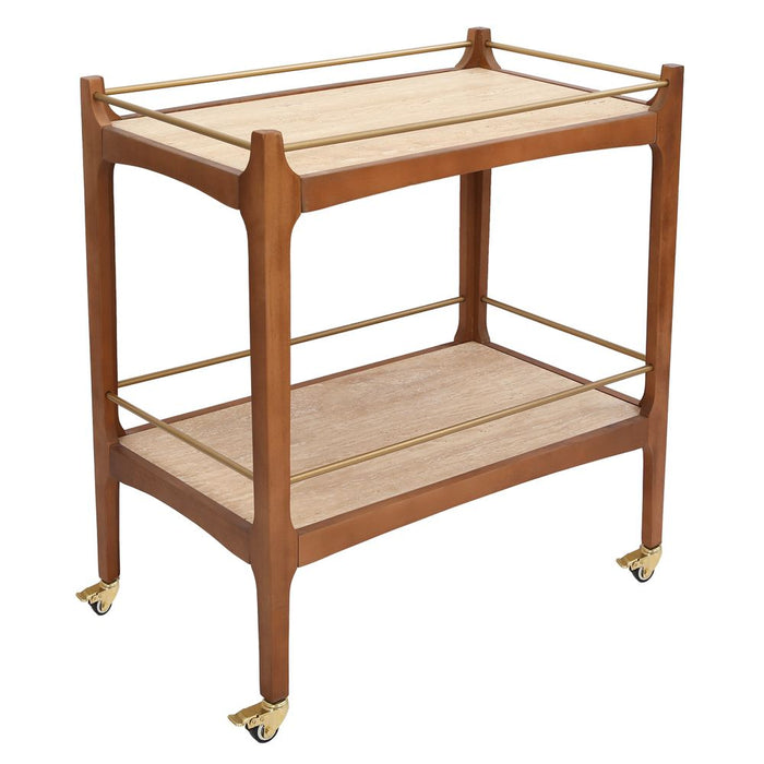 Ashley 760mm Bar Cart Walnut & Antique Gold - 33384