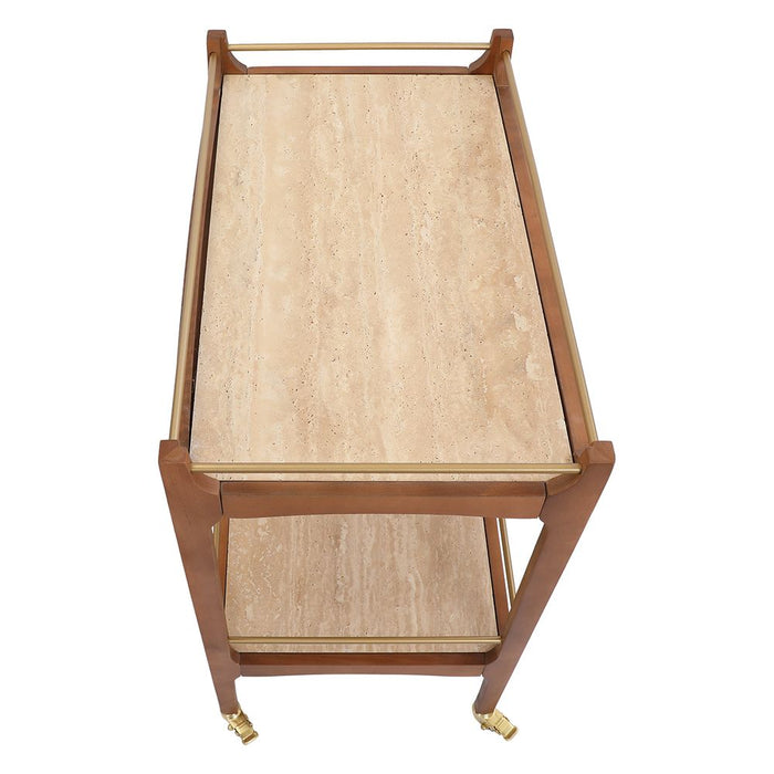 Ashley 760mm Bar Cart Walnut & Antique Gold - 33384