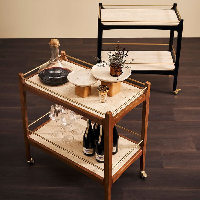 Ashley 760mm Bar Cart Walnut & Antique Gold - 33384